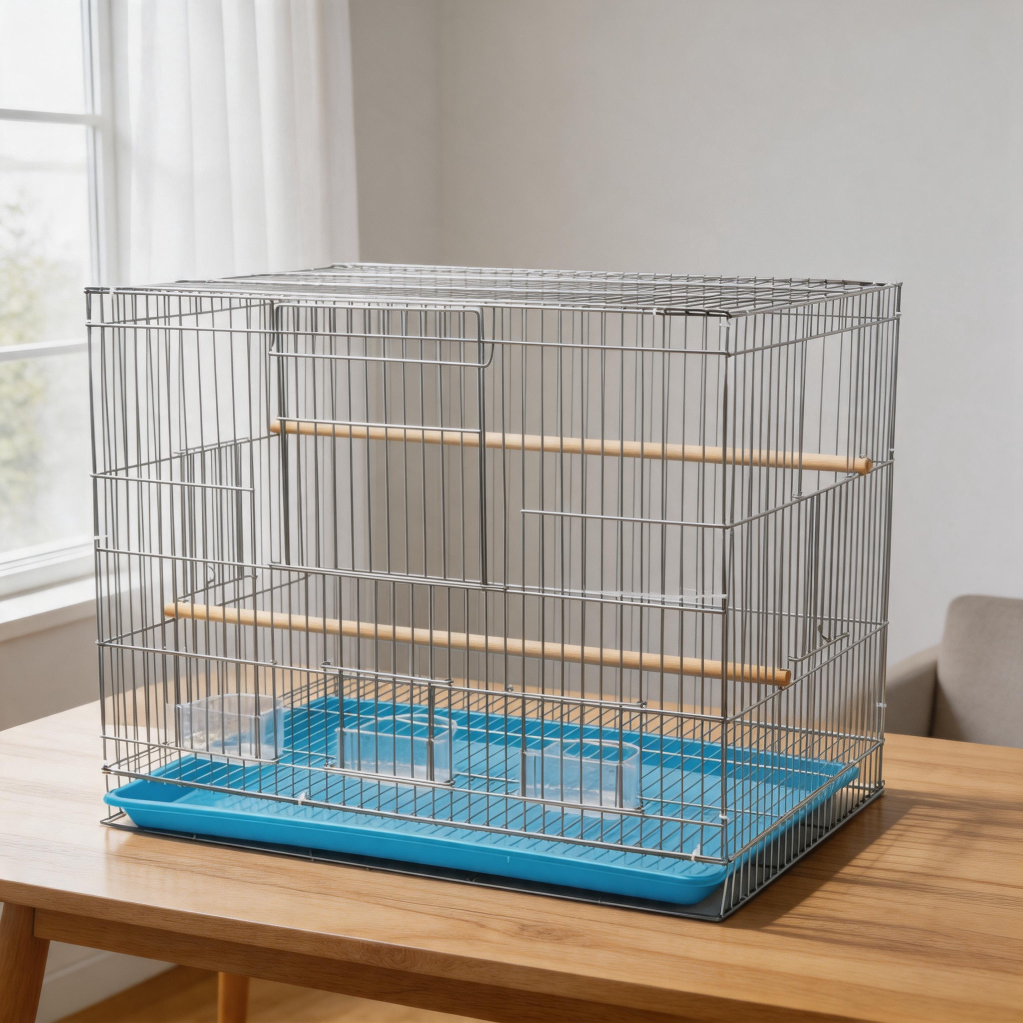 Hot Sale Galvanized Wire Mesh Parrot Breeding Cage Easy Clean Detachable Plastic Tray Aviary Equipment
