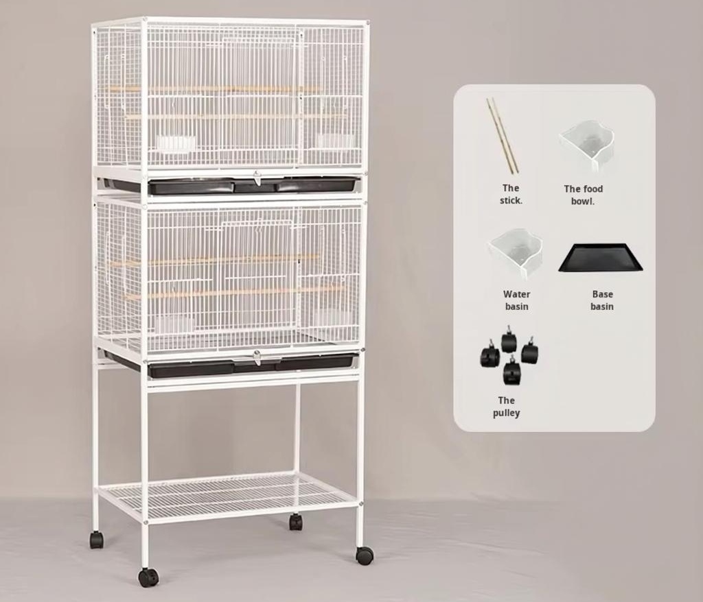 Stackable Iron Bird Cage Breeder Breeding Parrots Lovebirds Budgerigars &amp; Cockatiels Extra Large Space with Rolling Stand