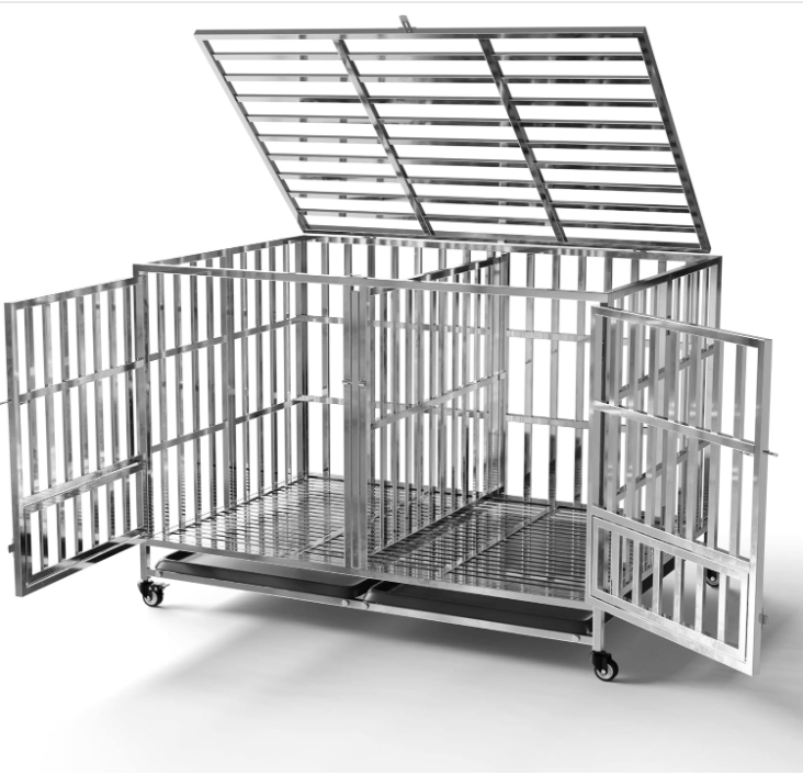 Stainless Steel Crate Cage Duty Dog Kennel Pet Cage With Tray/Indoor Foldable Portable Stackable Heavy 304 Dog Kennel Pet Cage
