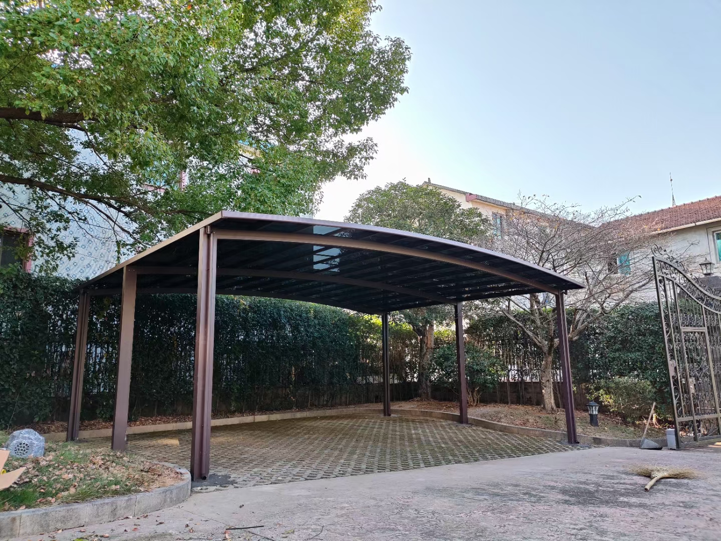 New Fixed Luxury Carport,Polycarbonate Roof &amp; High-Strength Aluminum Frame, Double-Space,Multi-space Aluminum Carport,For Villas