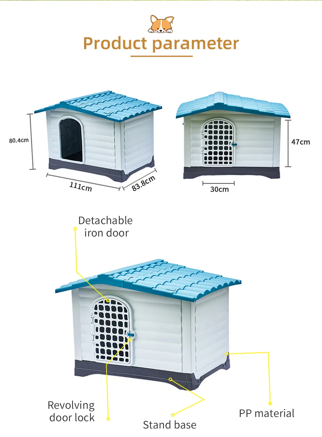DIY Luxury Bed Big Manufacturers Outdoor/Indoor Kennel Dog House Pet Plastic Houses