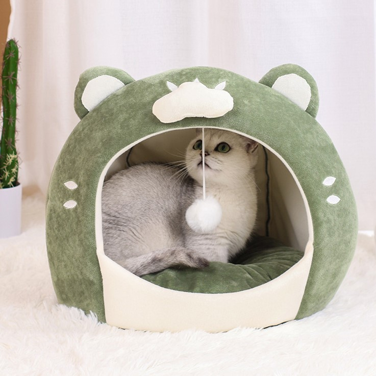 Popular Cat's Nest Wholesale Green Cloud Shape Pet Bed Warmth Cat House