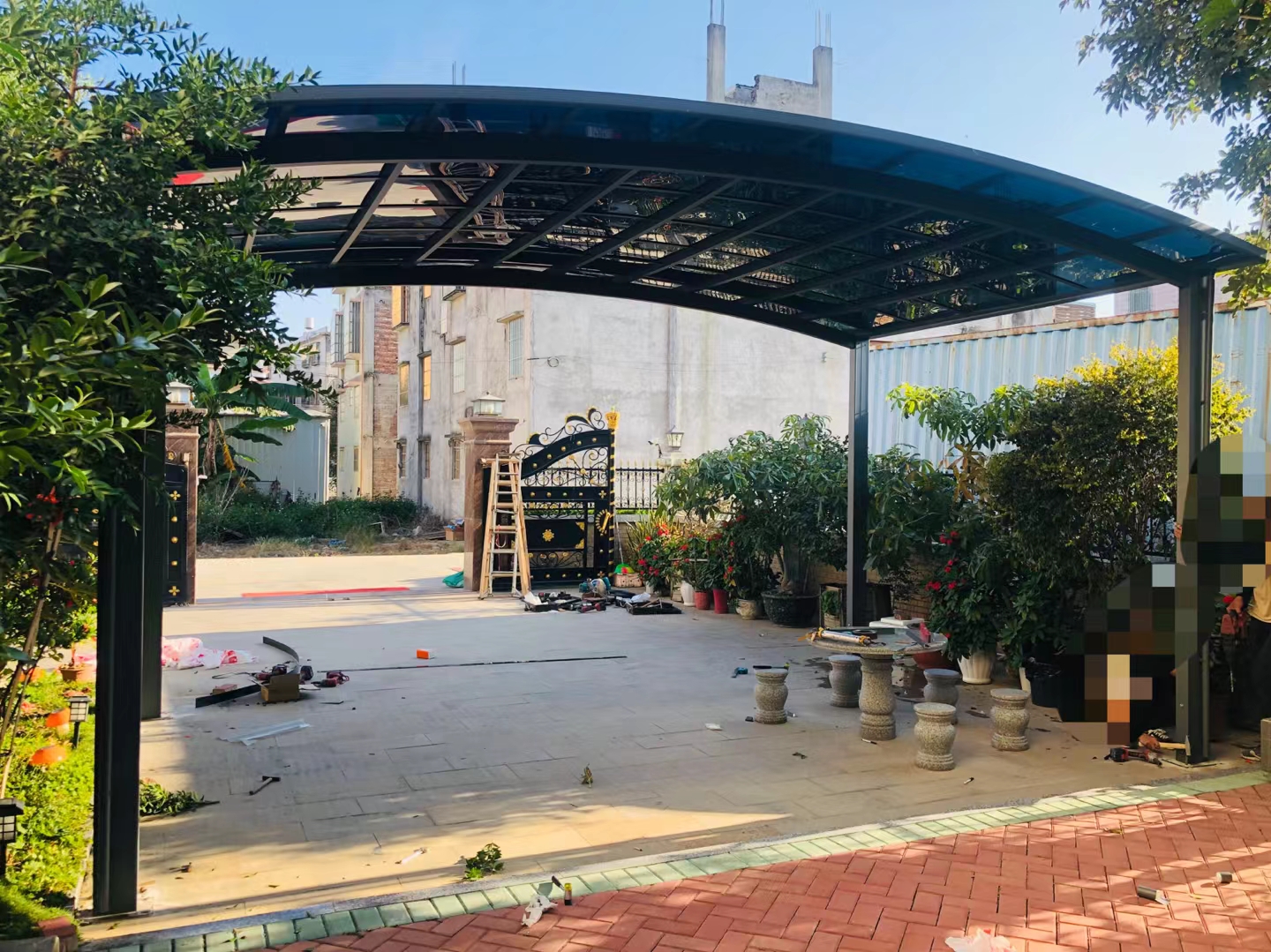 New Fixed Luxury Carport,Polycarbonate Roof &amp; High-Strength Aluminum Frame, Double-Space,Multi-space Aluminum Carport,For Villas