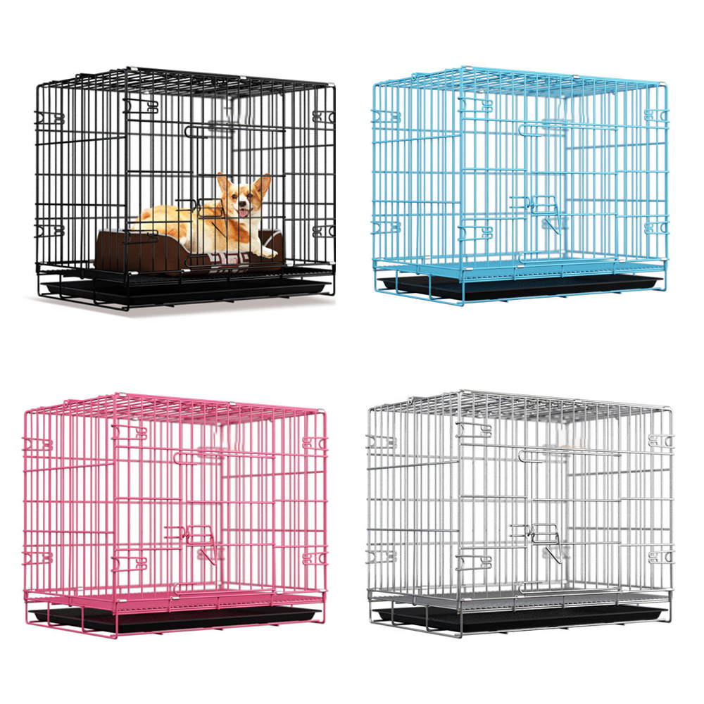 Wholesale OEM/ODM Heavy Duty Foldable Metal Dog Cages with Secure Double Doors Easy Clean Removable Tray Custom Logo Packaging