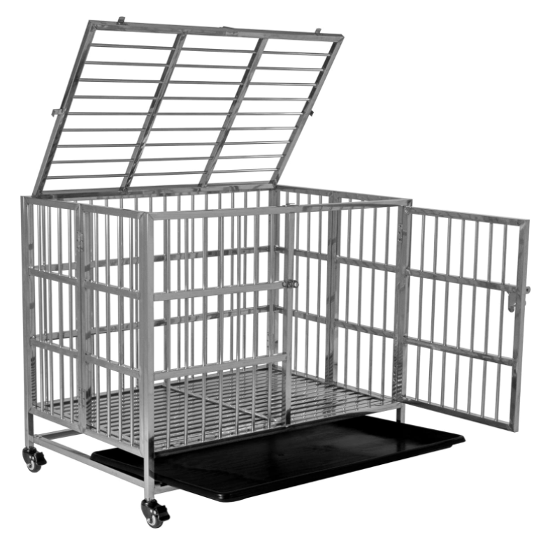 Stainless Steel Crate Cage Duty Dog Kennel Pet Cage With Tray/Indoor Foldable Portable Stackable Heavy 304 Dog Kennel Pet Cage