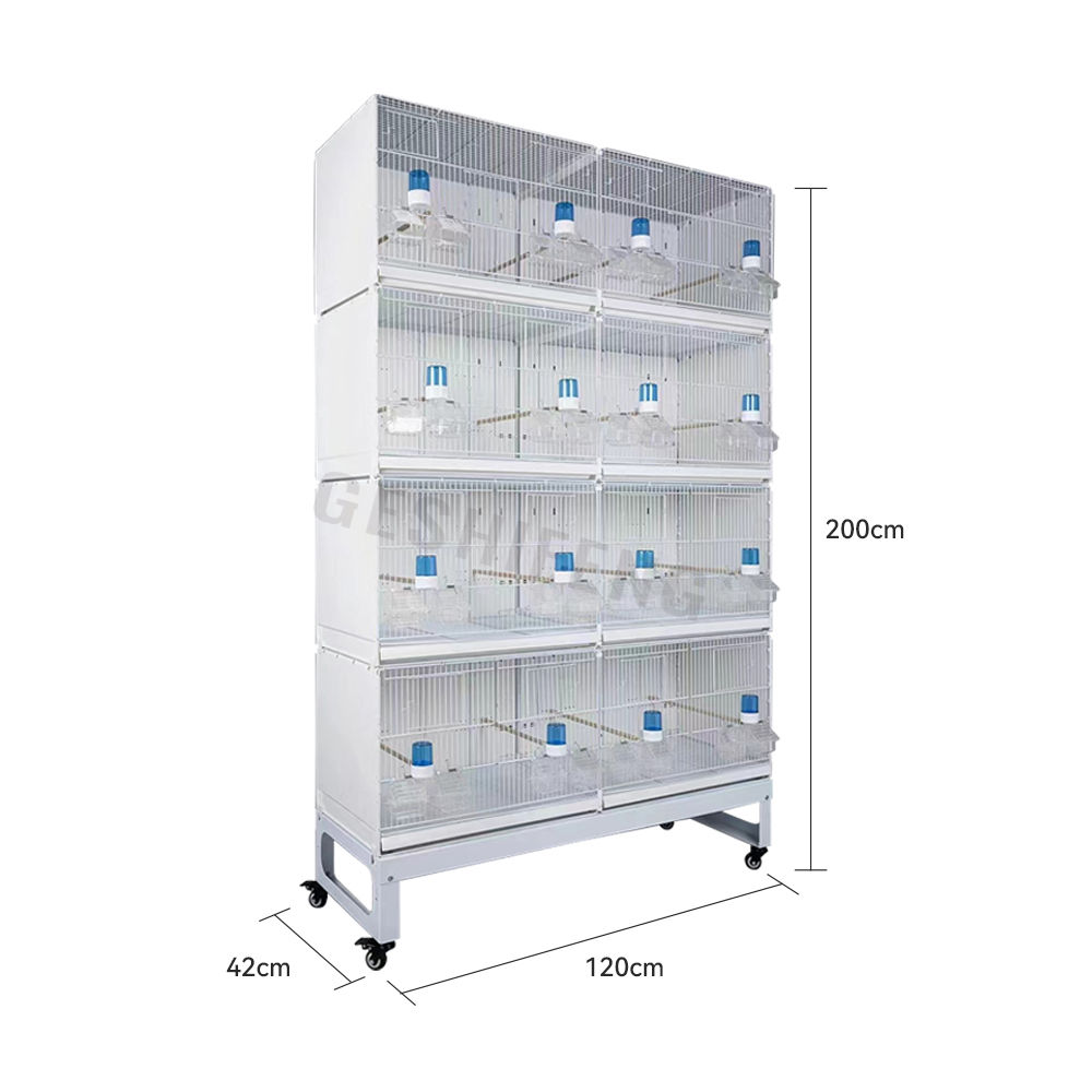 Carton Package 4 Layer Stackable Collapsible White Wire Canary Breeding Cages Handmade Bird Cage With Drinker Box