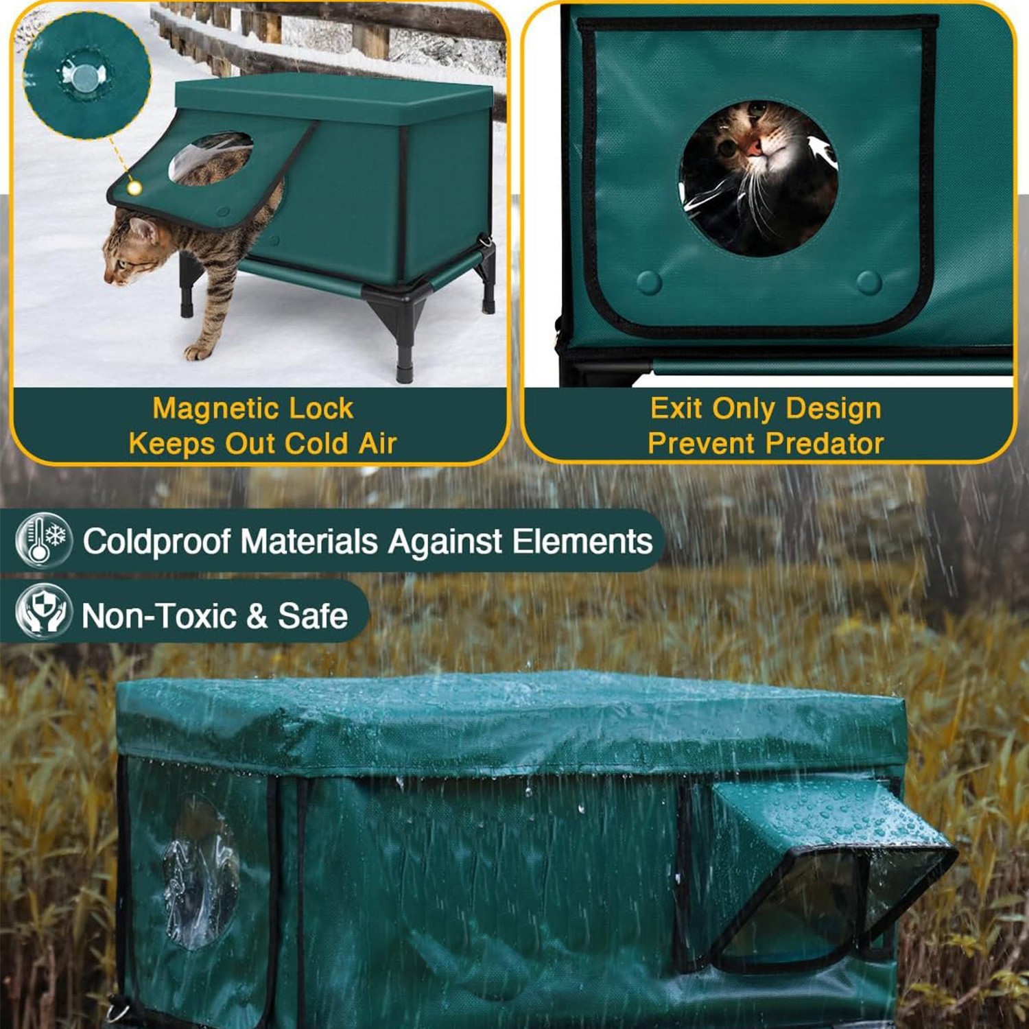 Wholesale Outdoor Luxury Winter Extra Large Heated Insulated Weatherproof Cat Shelter Heating Pad Elevated Pet Dog House Room