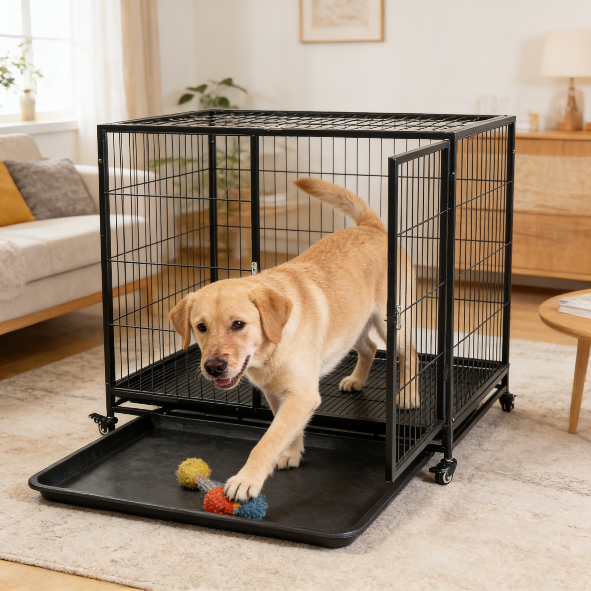 Indoor Metal Dog Cage Heavy Duty Dog Crate Large Kennels with Wheels