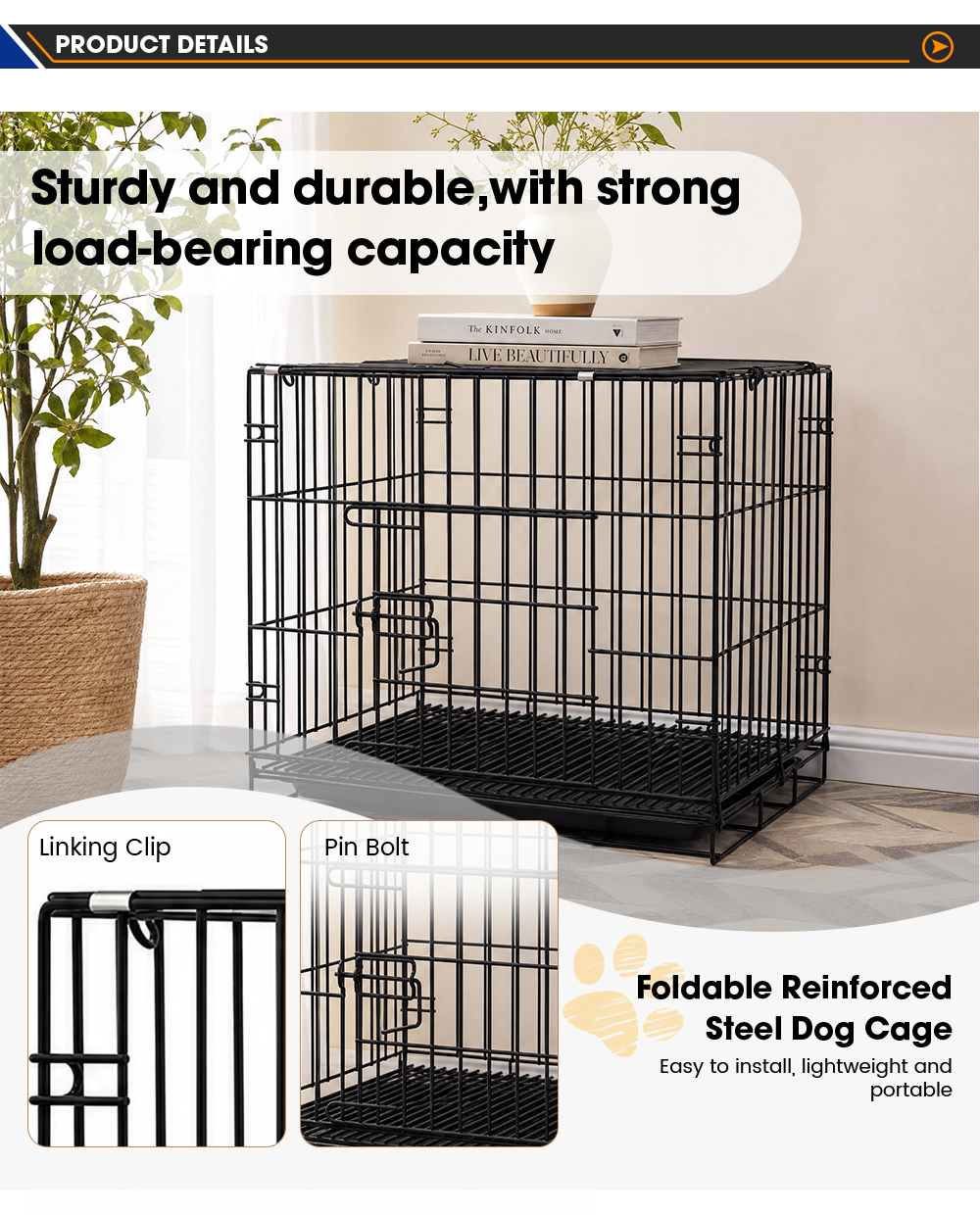 Extra Spacious General Pet Cage Equipped With Full Removable Tray Easy Cleaning Maintain Hygiene Control Odor for Long Term Use