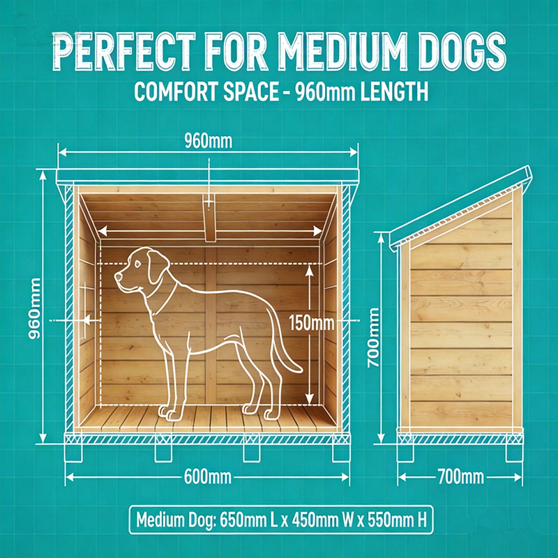 Breathable Outdoor Wooden Dog House Kennel for Large Dogs with Triple Ventilation System GYDH-M-B-V17