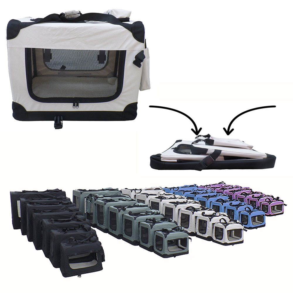 Luxury Modern Style Foldable Portable Pet Dog House Soft Crate Carrier Cage Kennel with Fleece Mat and Snap Button Closure