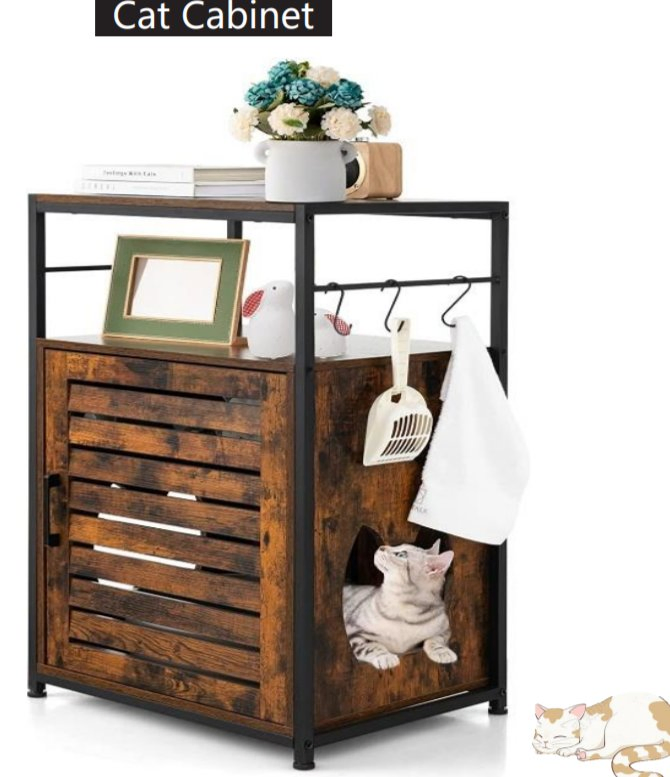 Indoor End Table Feandrea Cat House Enclosure Litter Box Furniture Hidden