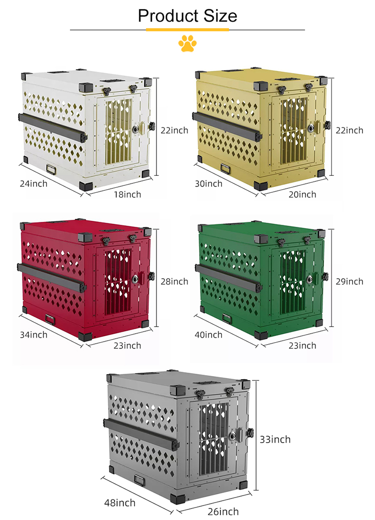 Heavy Duty Commercial Use Stackable Aluminum Dog Crate with Wheels Easy Fold 6