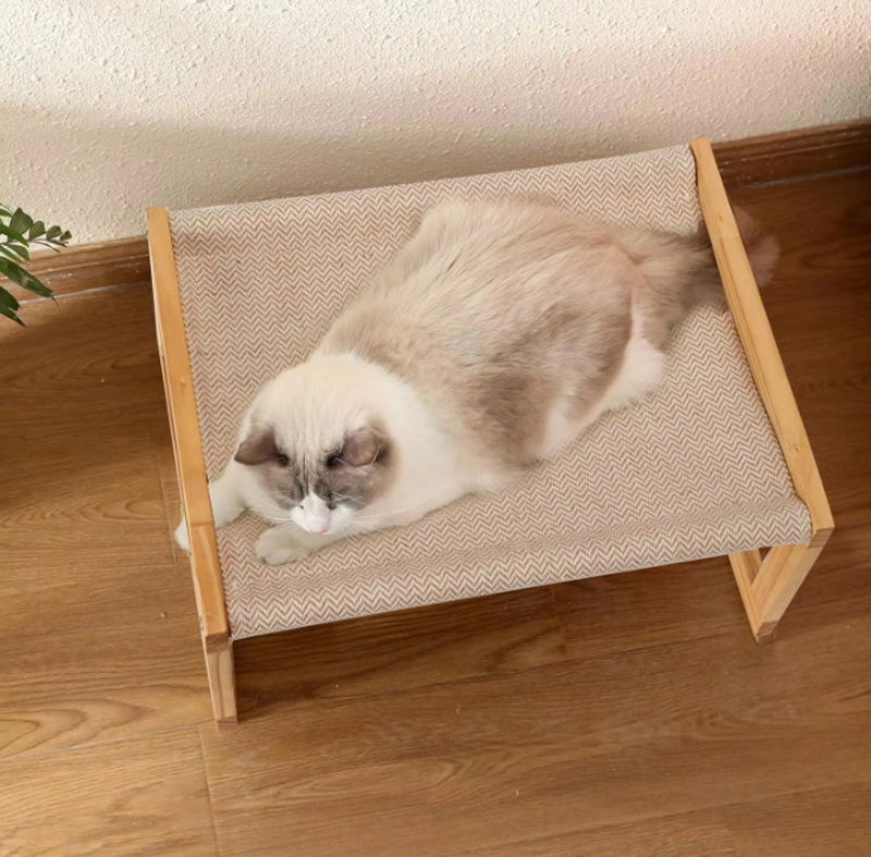 Indoor Luxury Adjustable Wooden Cat Hammock Elevated Wall Mounted Pet House Cat Bed with Portable Storage