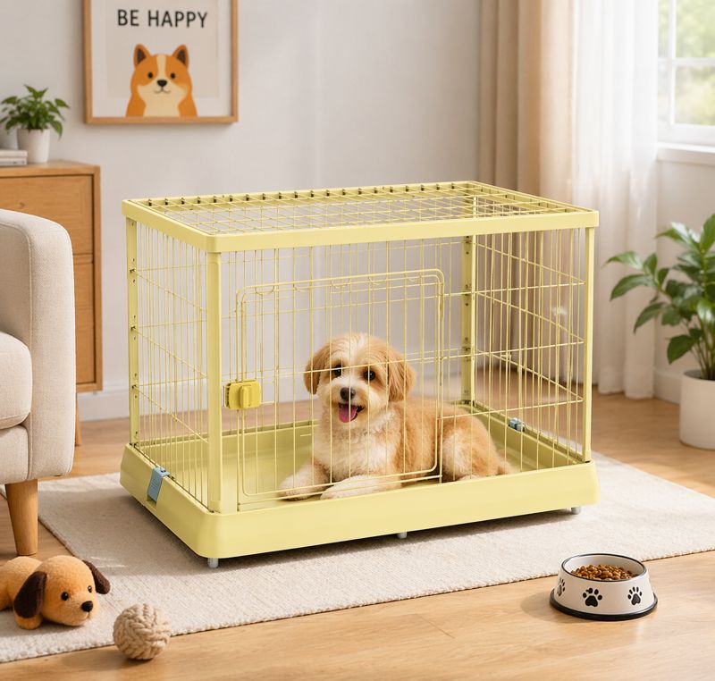 Multi Color Dog Crate Heavy Duty Pet Kennel With Strong Wire Frame And Easy Clean Base