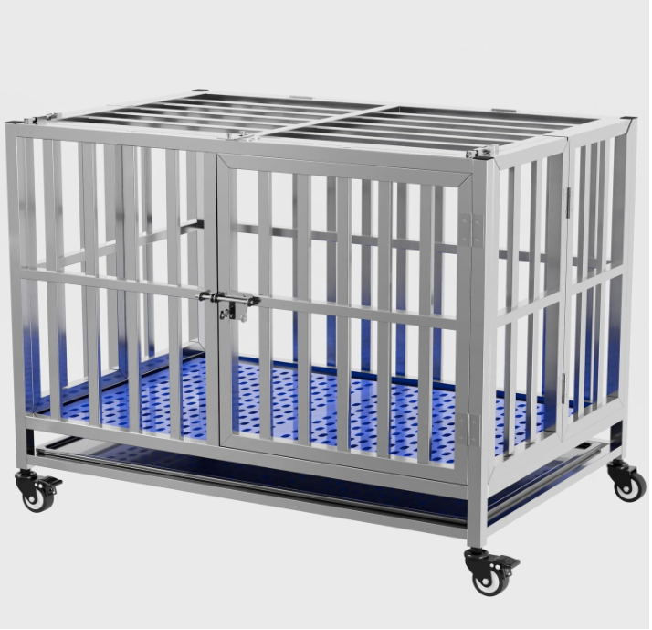 Stainless Steel Crate Cage Duty Dog Kennel Pet Cage With Tray/Indoor Foldable Portable Stackable Heavy 304 Dog Kennel Pet Cage