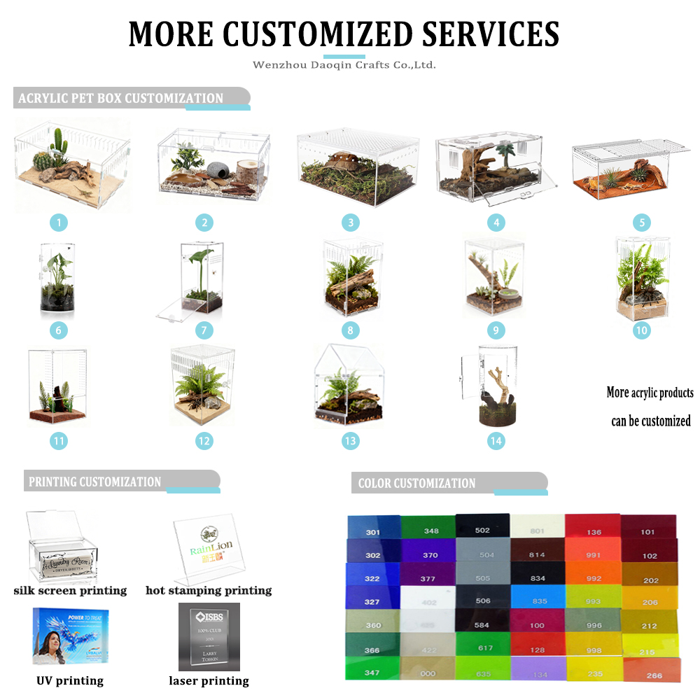 Customization Acrylic Pet Reptile Insects Display Case 360 Degrees High Transparent Pet Supplies Acrylic Feeding Box