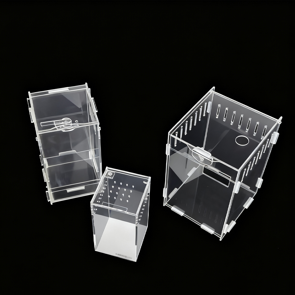 Customization Acrylic Pet Reptile Insects Display Case 360 Degrees High Transparent Pet Supplies Acrylic Feeding Box
