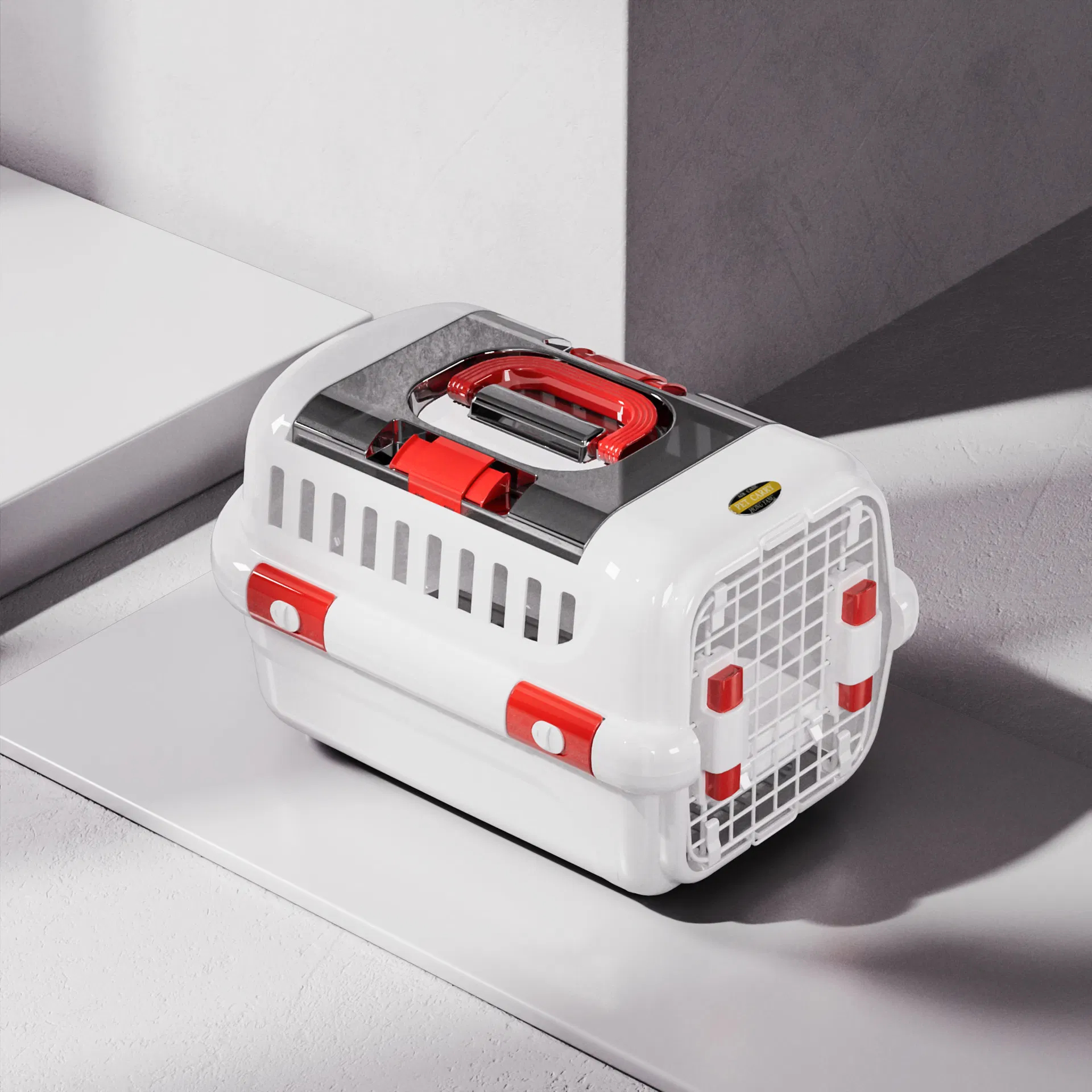 New Design Red Airline Shipping Approved Plastic Travel Transport Cage for Dogs