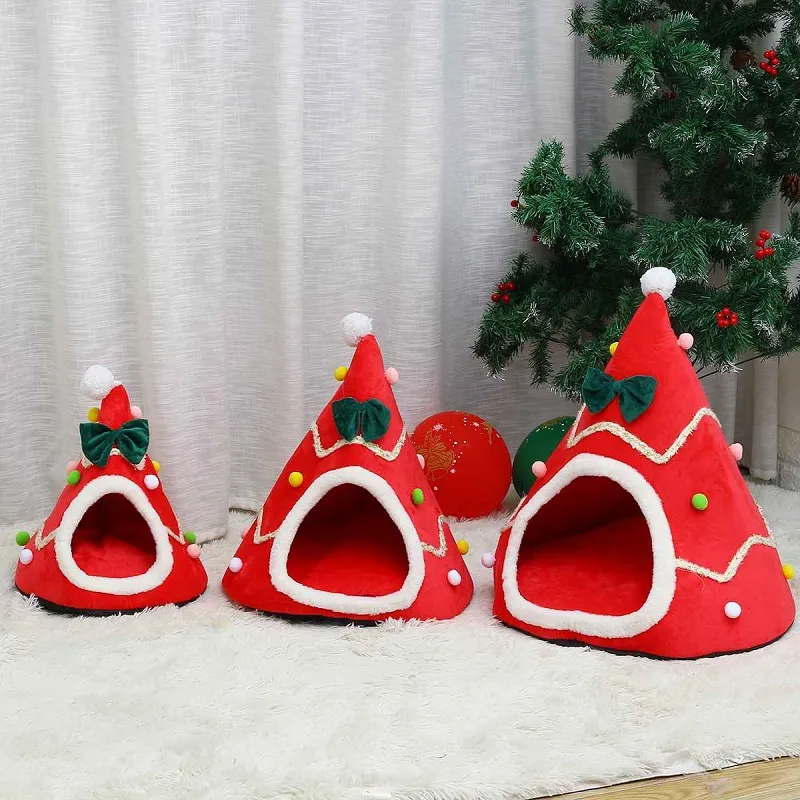 Winter Warm Soft Comfortable Christmas Cozy Nesk Bed Cat House Pet for Small Dogs