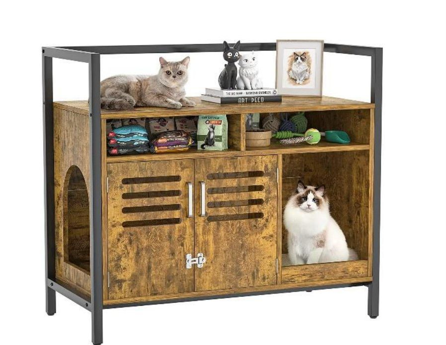 High Quality Wooden Furniture Rustic Brown Cat Pet House