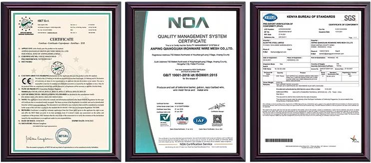 Product quality certifications