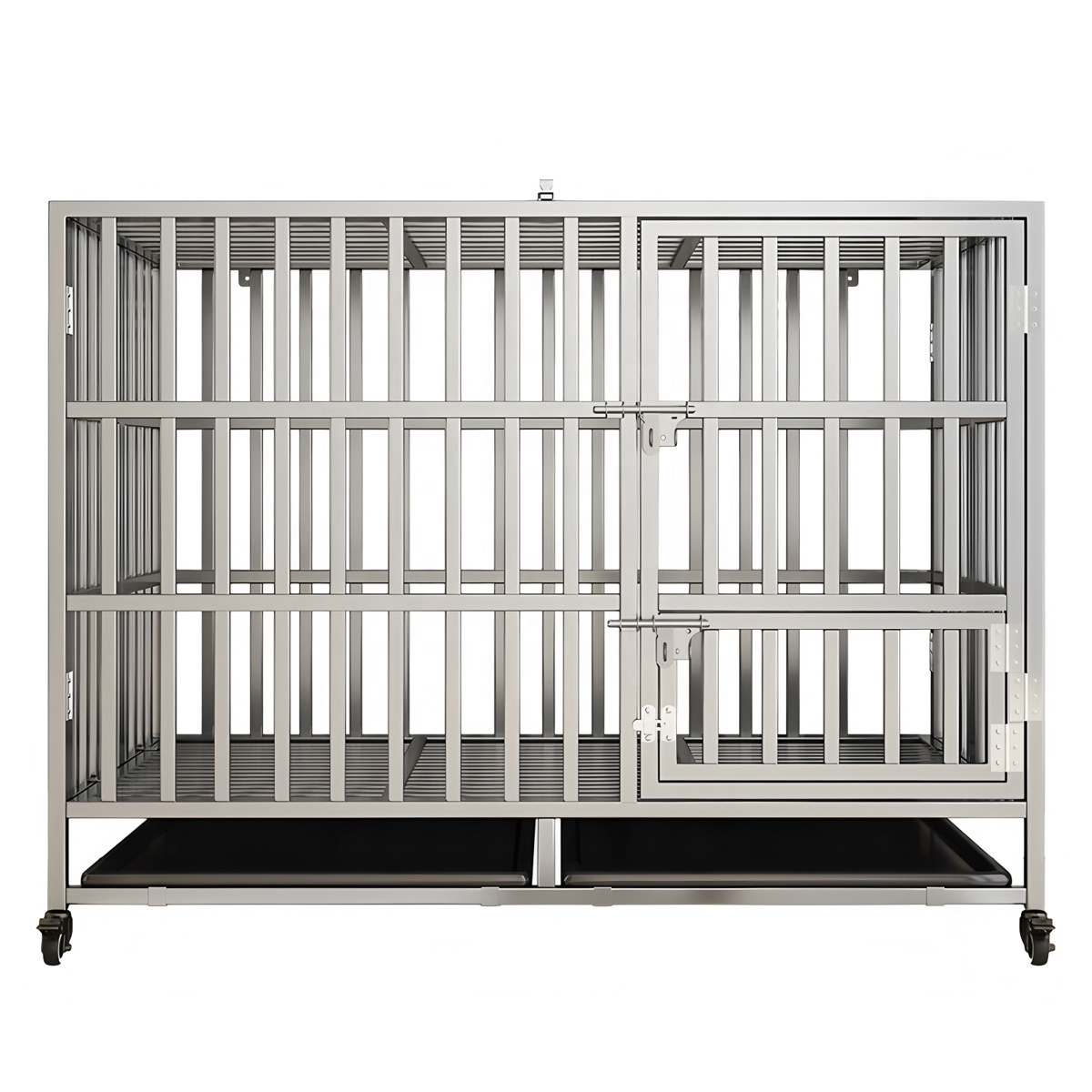 4 Wheels Durable Rust-proof Foldable Pet House Cat Dog Cage Stainless Steel Mobil Folding Pet Store Furniture for Indoor/Outdoor