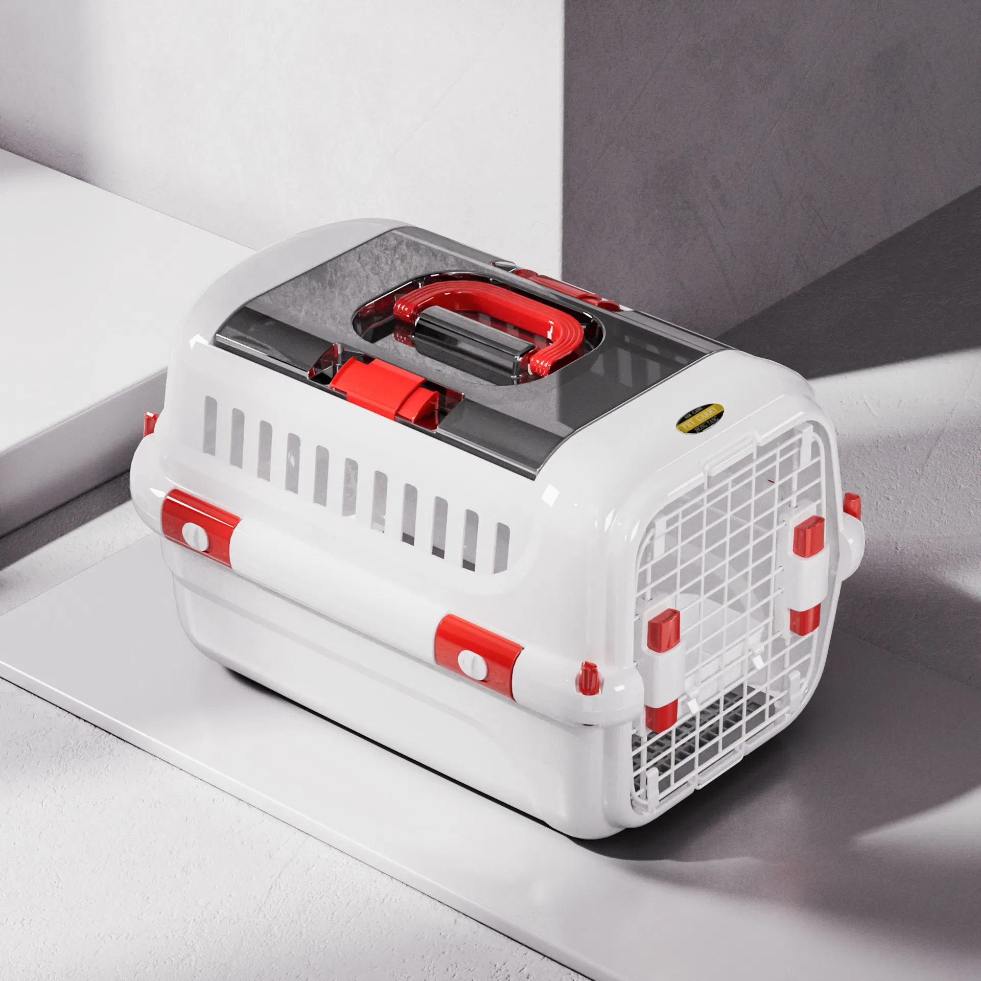 New Design Red Airline Shipping Approved Plastic Travel Transport Cage for Dogs
