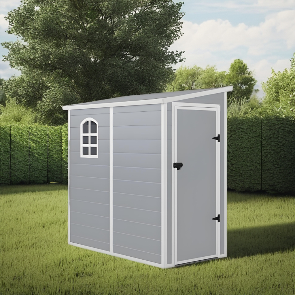 Large 6x4ft Outdoor Building Cabin Bike Shed Plastic Garden Tools Storage House With Window