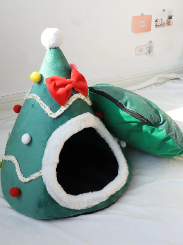 Winter Warm Soft Comfortable Christmas Cozy Nesk Bed Cat House Pet for Small Dogs
