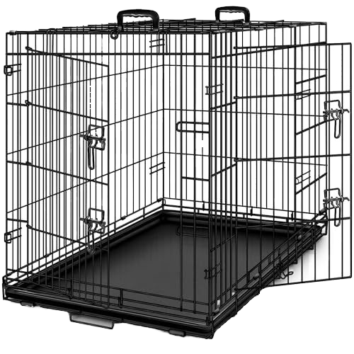 DIY Luxury Classic Wired Foldable Heavy Duty Dog Crate Large Dog Cage Strong Metal Dog Kennels with Plastic Tray and Box