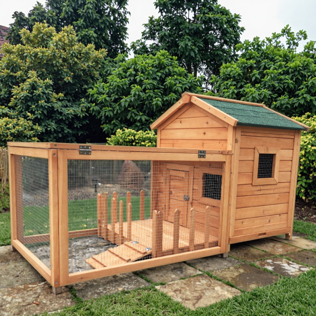 SDR025 Eco-Friendly Luxury Rabbit Cage Pet House For Rabbit Quail &amp; Duck With Nest Box Weatherproof Wood Cage For Backyard Use