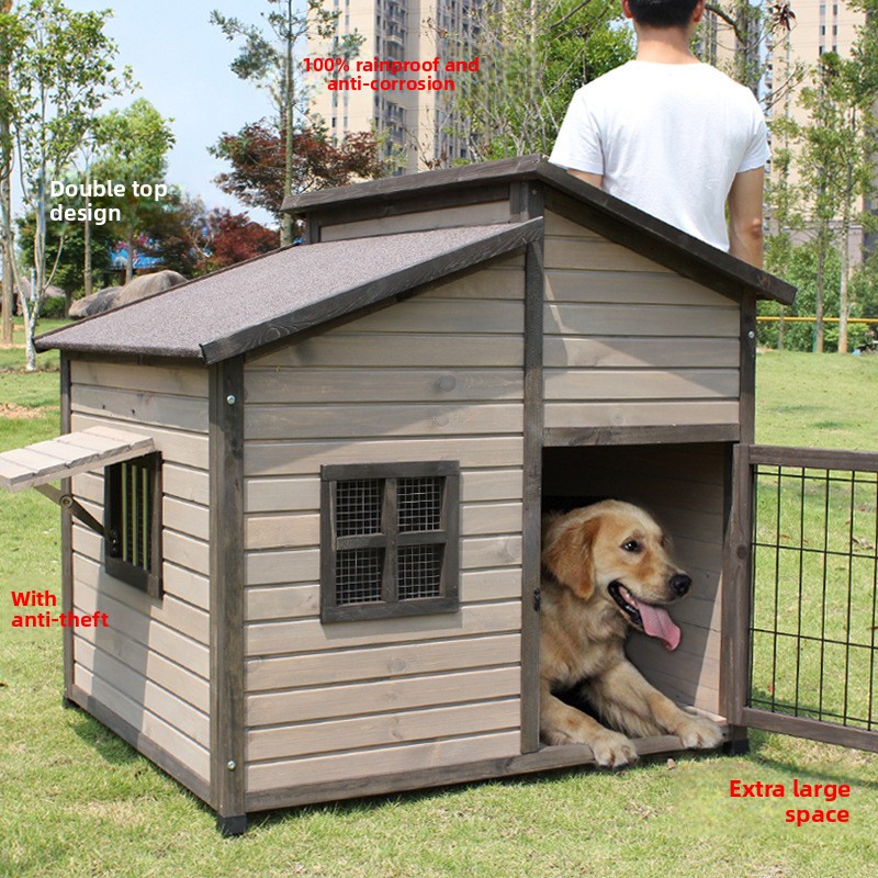 Outdoor Double Roof Rainproof Universal Extra Large Golden Retriever Dog House All Seasons
