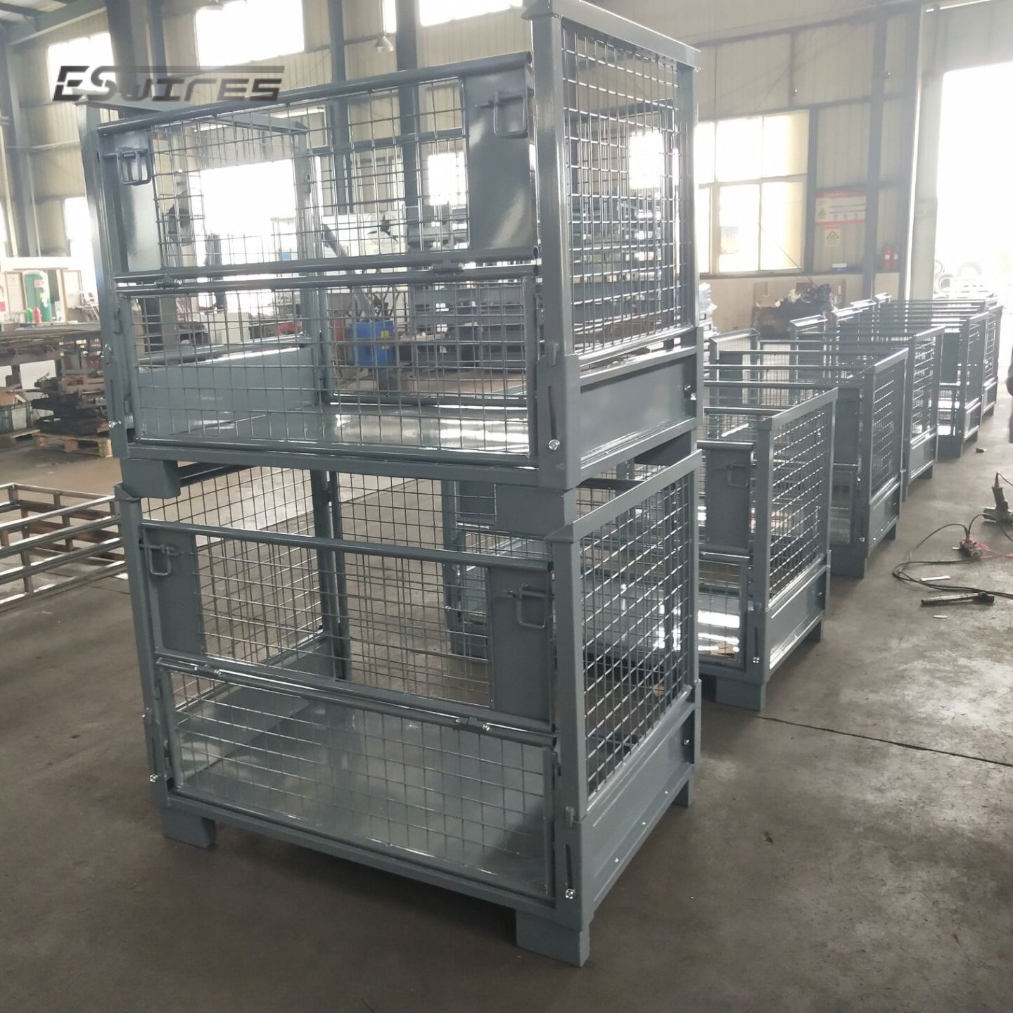 Powder Coated Collapsible Stackable Color Customized Pallet Crate Metal