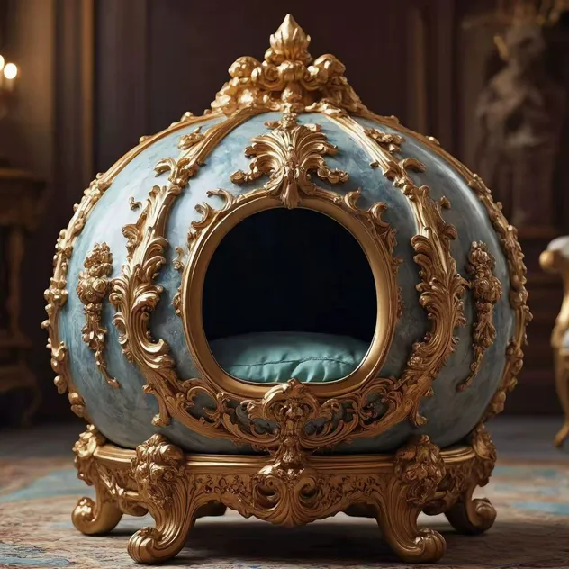 Luxury Handmade Castle Cat House with Pearl Decor, Royal Pet Palace for Indoor Cats, Premium Cat Furniture & Bed