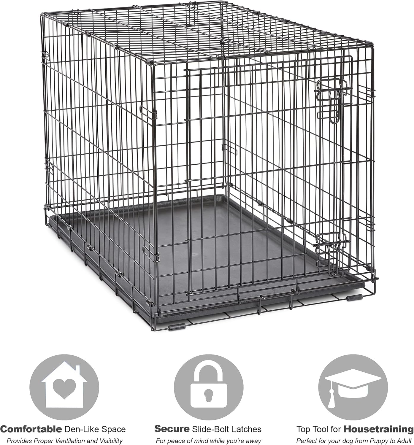 DIY Luxury Classic Wired Foldable Heavy Duty Dog Crate Large Dog Cage Strong Metal Dog Kennels with Plastic Tray and Box