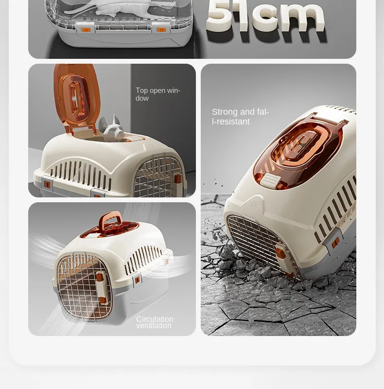 Airline-Approved PP Plastic Pet Transport Cage - Lateral View