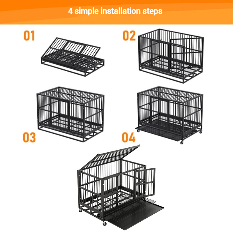 Princess Fish Large Dog Crate 48 X 38 Inch Heavy Duty Indestructible Escape Proof Kennel Foldable Lockable Dog Cages Box Packed