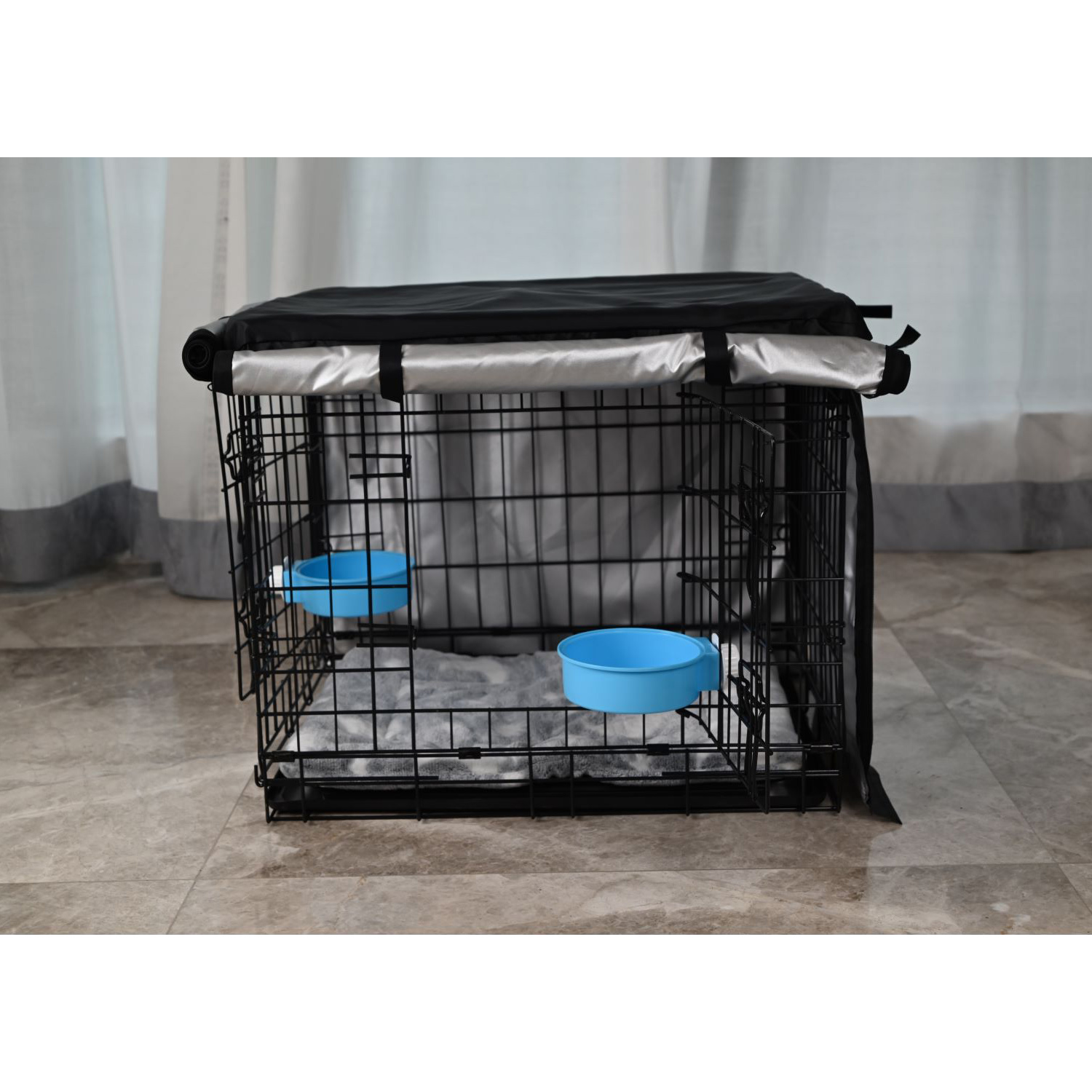 Competitive Price Portable Indoor Dog Kennel 24x17x19 Inch Metal Folding Dog Cage with Double Doors Easy-to-Assemble Breathable