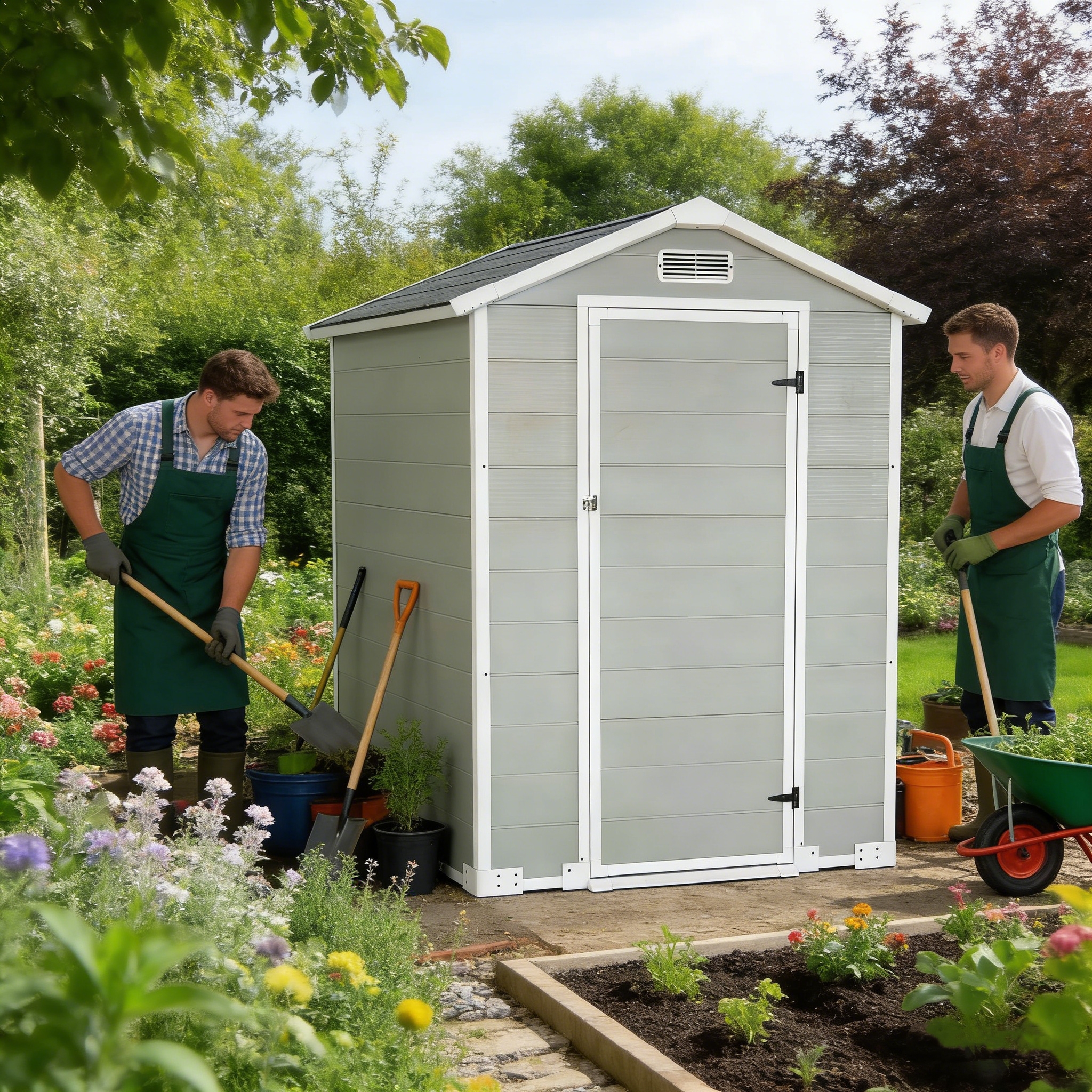 Garden Plastic Outdoor Storage Shed With Floor Patio Shed With Window And Lockable Door Eco-Friendly