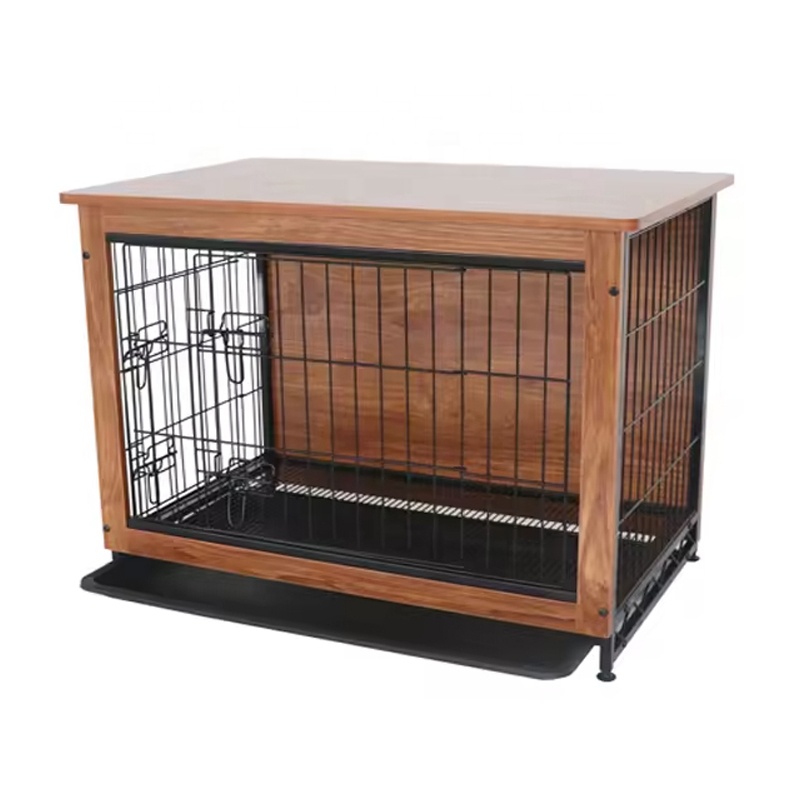 Indoor Wooden Dog Kennel Stylish Pet Crate Large Dog Cages with Easy Clean Removable Tray
