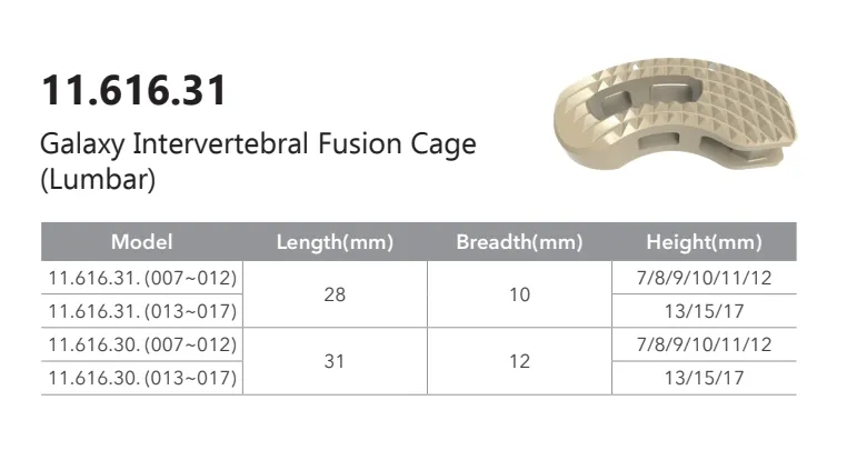 Disposable Surgical Instrument Orthopedic Implant Titanium Coating Banana Lumbar Peek Interbody Fusion Cage Spine System