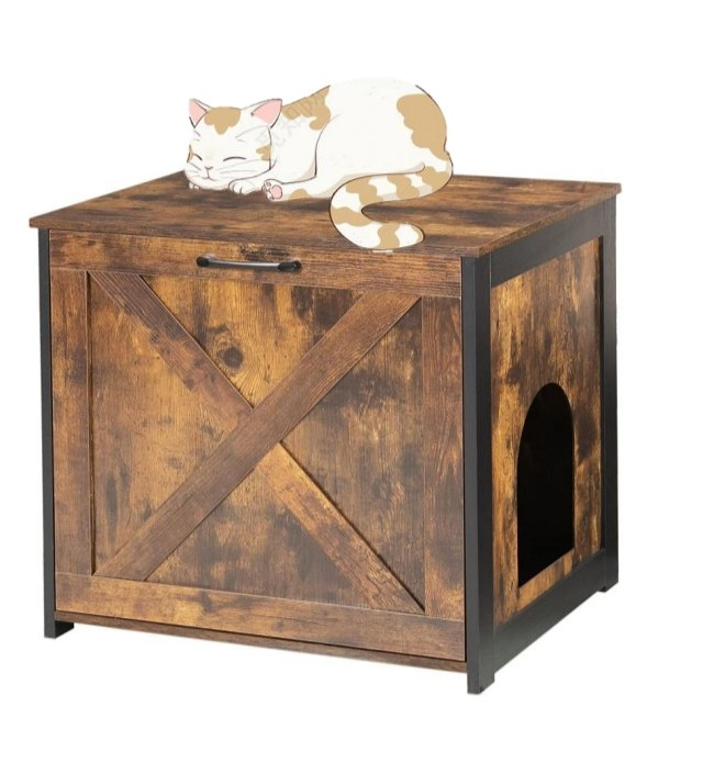 High Quality Wooden Furniture Rustic Brown Cat Pet House
