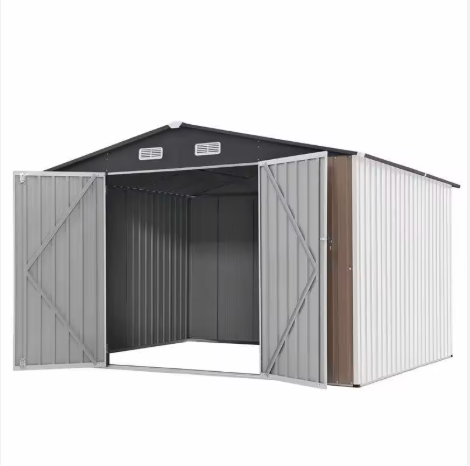 Prefabricated Metal Storage Shed 11x12 Easy Assemble Outdoor Tool Room Galvanized Steel Garden Cabin For Farm