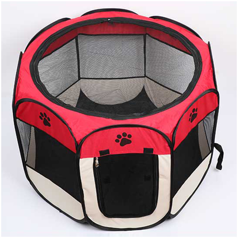 114*114*58cm Breathable Spring/Summer Dog Cage Pet Tent Enclosure with Belt Closure Oxford Cloth Folding Kennel for All Seasons