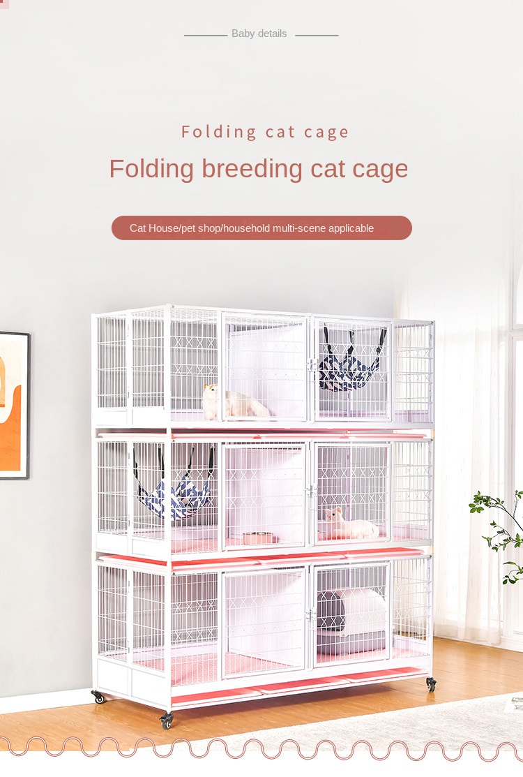 Professional 3-Layer Folding Cat Cage Commercial Breeding Cage