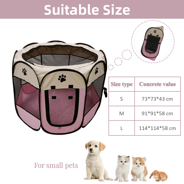 Large Gray Portable Dog Playpen Breathable Oxford Cat Tent Pet Playground/Kennel Zippered Indoor Outdoor Foldable Puppy Crate