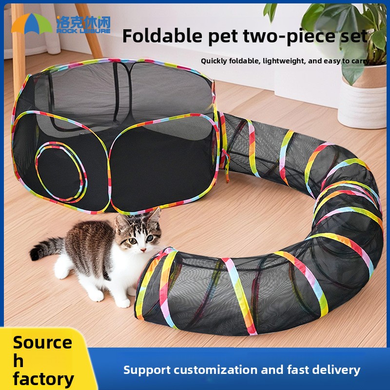 Breathable Fabric Dog &amp; Cat House Cage with Tunnel Design for Indoor/Outdoor Use RC2202 Model