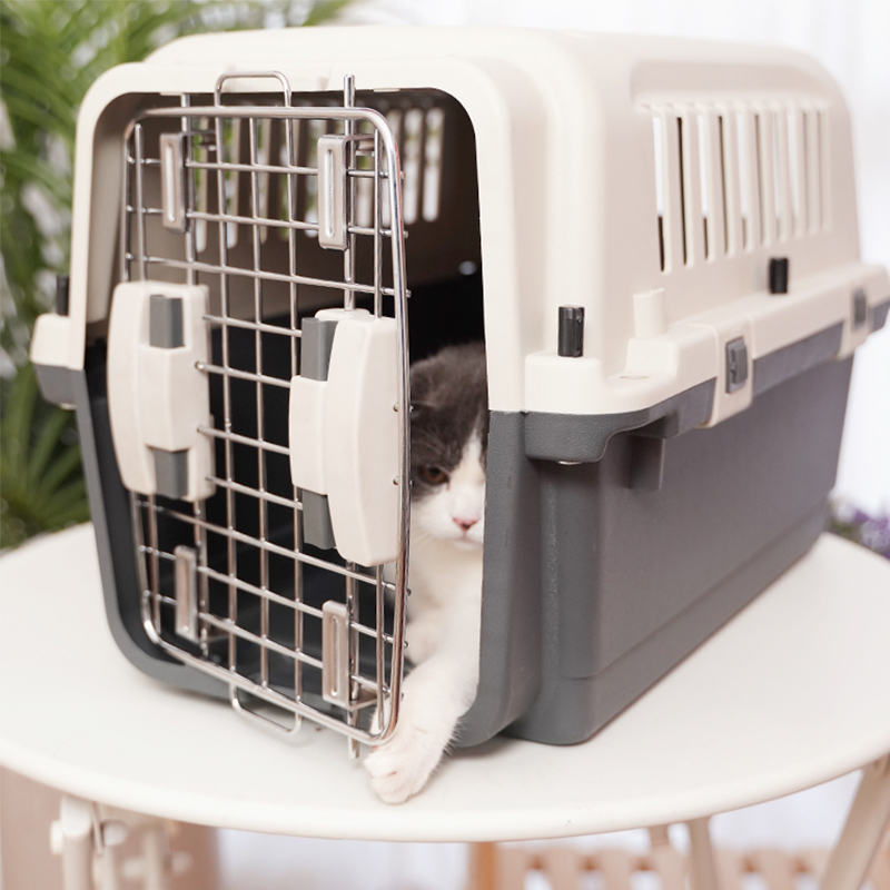 BS C011 Portable Cat Carrier Airline Approved Large Plastic Pet Dog Cat Kennel Crate With Wheel
