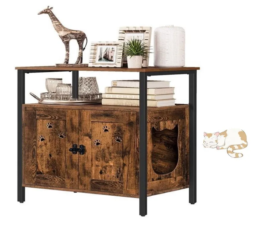 Indoor End Table Feandrea Cat House Enclosure Litter Box Furniture Hidden